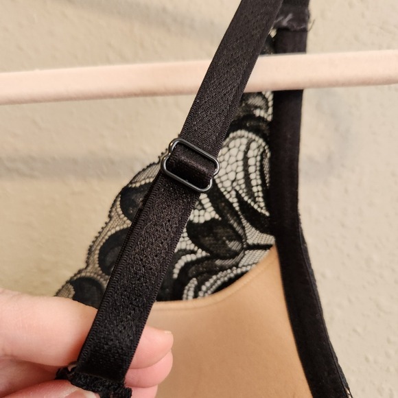 Adore Me Lily Push Up Bra in Black, Size 36D  Black Lace Overlay - Picture 7 of 9